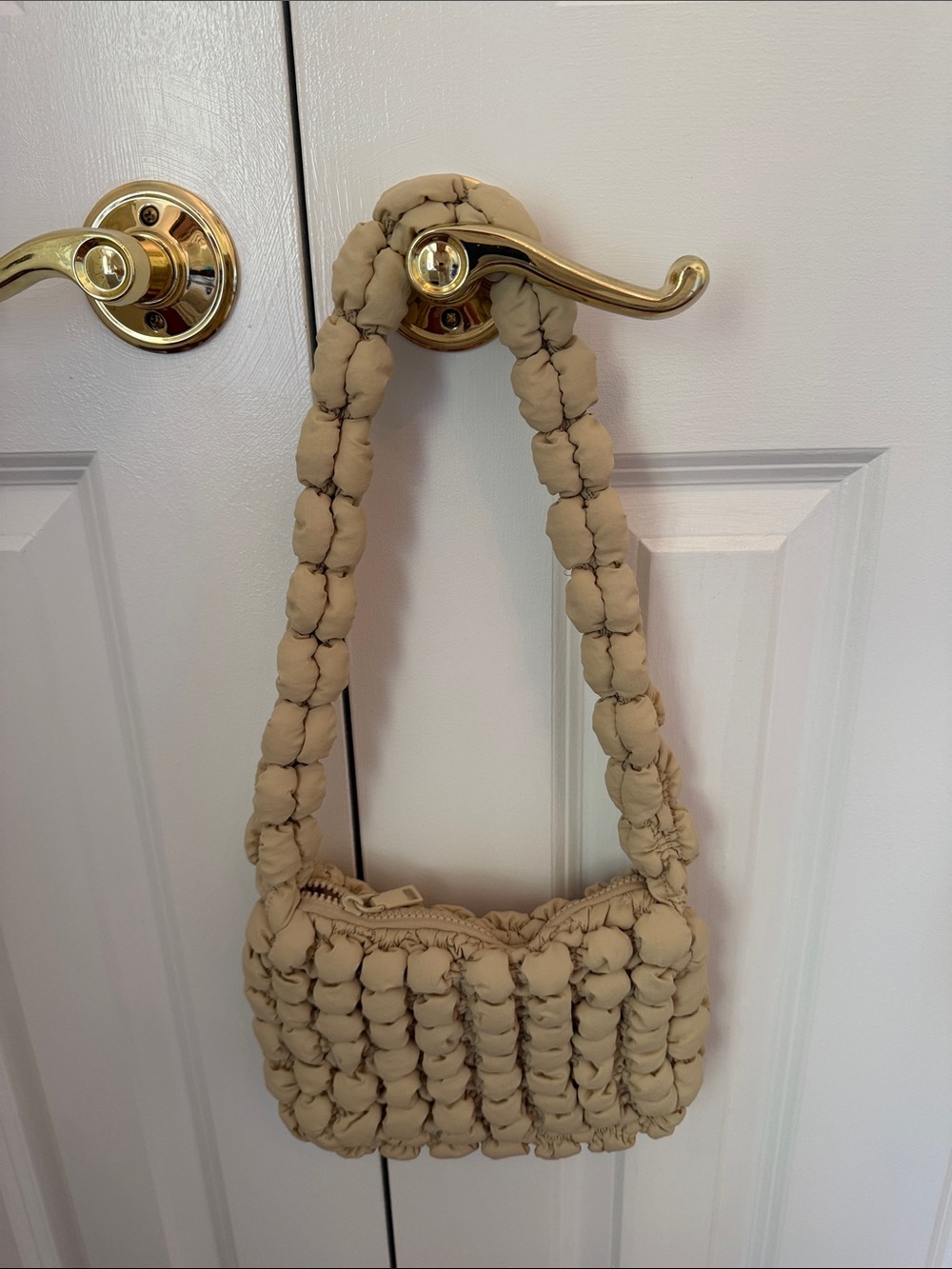Women’s beige puffy Shoulder Bag - Women Bags